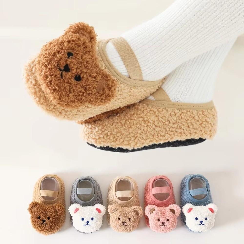 Cute Cartoon Bear Baby Slippers Winter Warm Baby Boat Sock New Infant Floor Socks