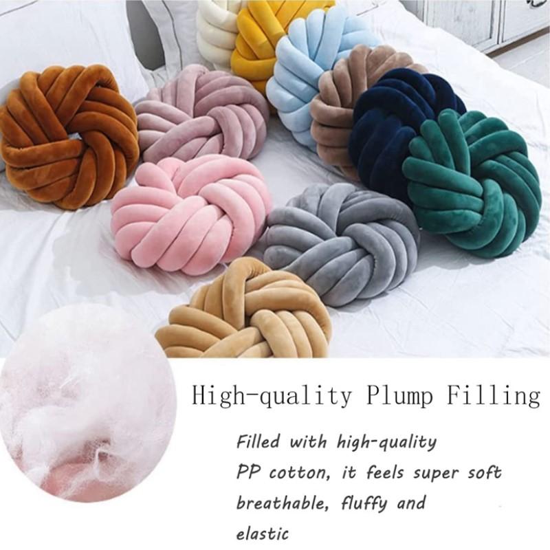 Green Handmade Knotted Ball Pillow Sofa Back Stuffed Cushion Cute Plush Throw Pillow Sofa Cushion Christmas Home Accessories