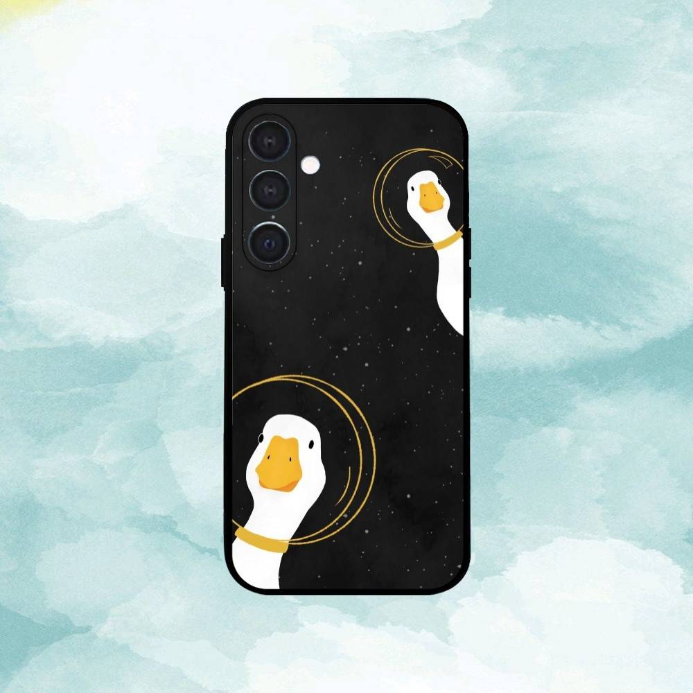 Cute Goose Cartoon  Phone Case For Samsung  A73,72,71,53,52,51,22,91,80, Soft Black Cover Samsung a11