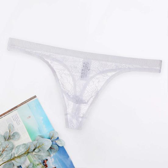 Men Underpants Lace Trim Breathable Mesh Quick Dry Low Waist Close-fitting Seamless Moisture