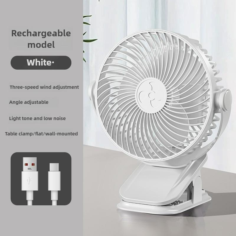 

6-inch USB Rechargeable Portable Clip Fan Small Desktop Fan Multi-Function Electric Fan for Dormitory Wall Hanging