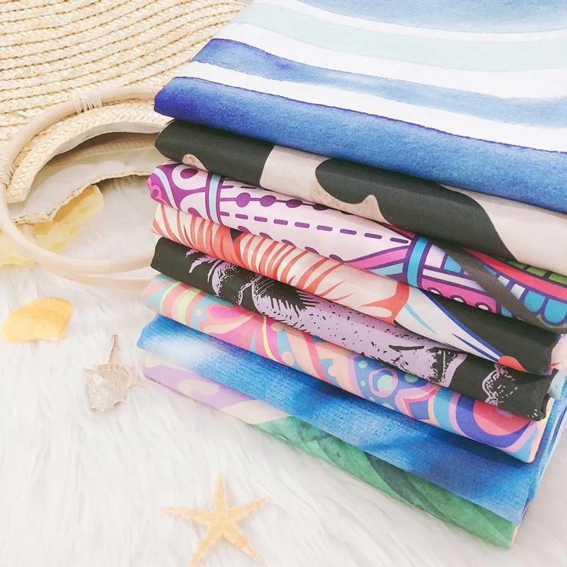 Bohemian Giraffe Print Double-Sided Fleece Quick Dry Beach Towel Absorbent Microfiber Bath Towel for Swimming Gym Travel