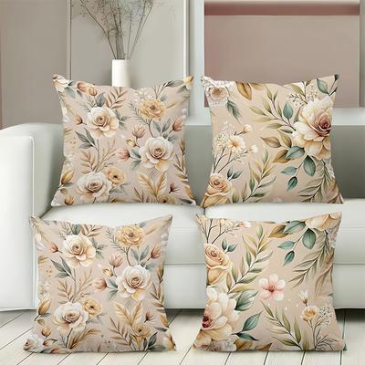Floral Patterned Cushion Covers for Sofa Decor Polyester Pillowcase, Sofa Decorative Cushion Cov Headboard Pillow