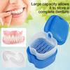 Denture Case Denture Bath Box False Teeth Storage Box with Rinsing Basket Portable False Teeth Storage Case Oral Hygiene Supply