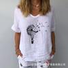 New Women's V-Neck Short Sleeve Loose Casual Pugongying T-Shirt