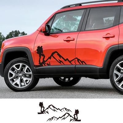 For Jeep Renegade 2pcs Car Door Side Stickers Sport Mountain Graphics Auto DIY Styling Vinyl Film Decor Decal Tuning