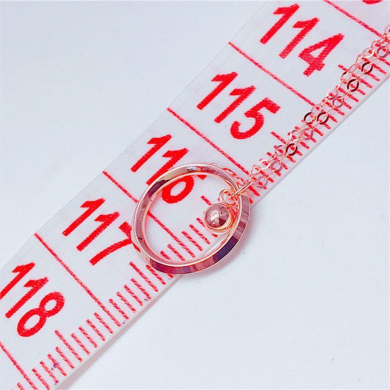 Purple Gold-Plated Rose Gold Round Bead Necklace, Pendant, Colored Gold Round Card Set Chain Necklace.