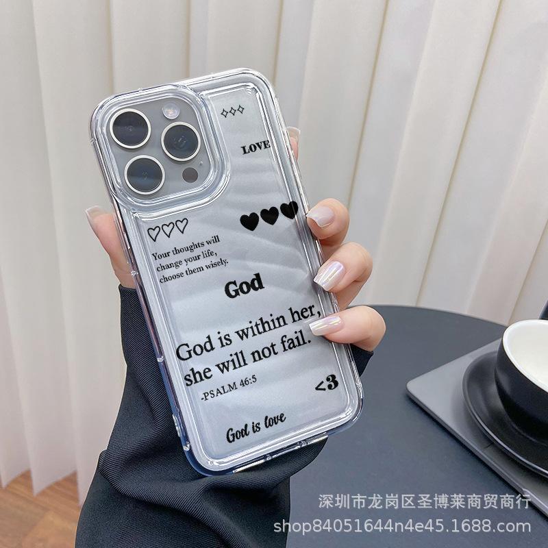 English Love Applies To Apple 15 Mobile Phone Case Iphone12promax Transparent 14/13/11/XSMAX Airbag