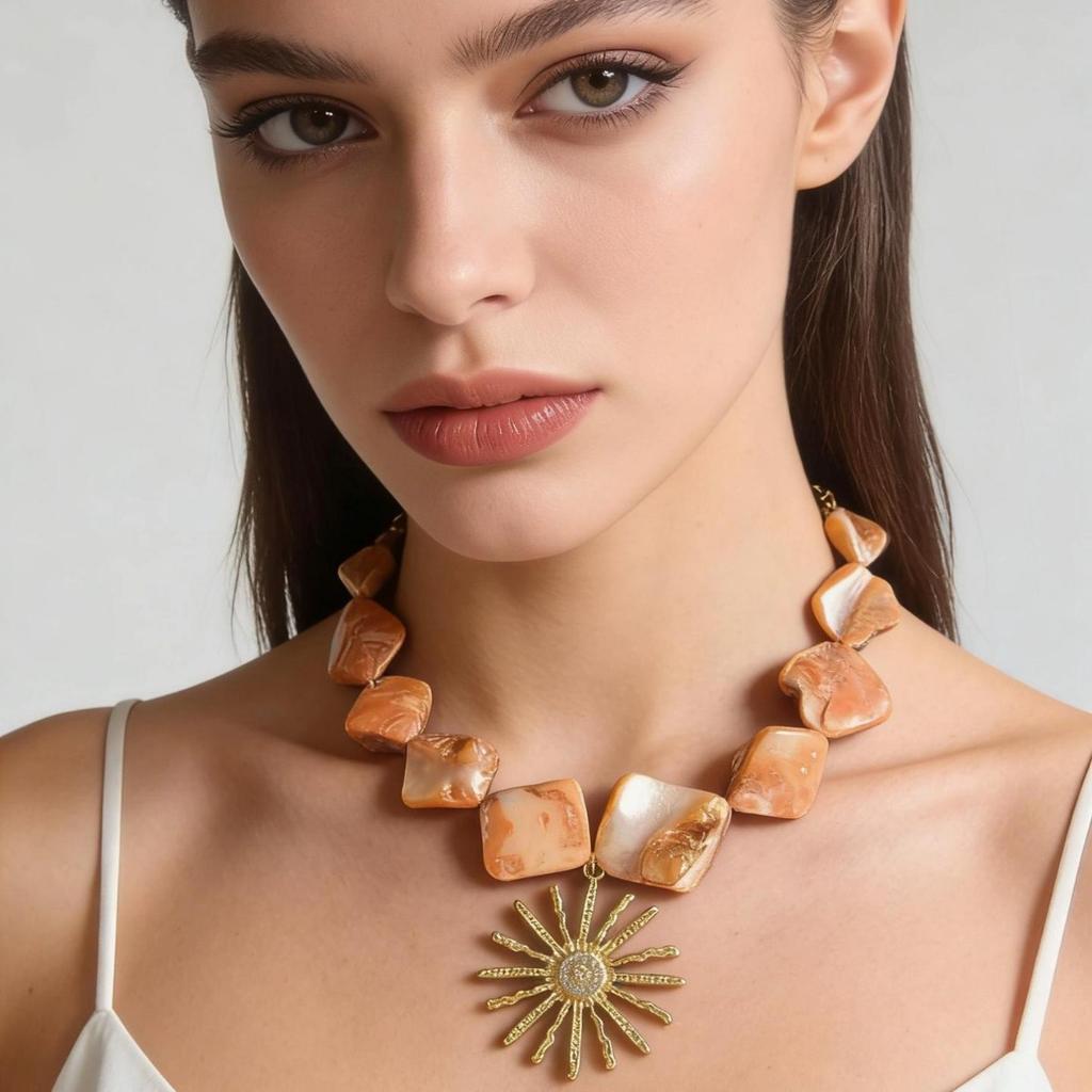 Accessories, Beach Resort Shell Collarbone Chain, Ocean Wind Sunflower Necklace