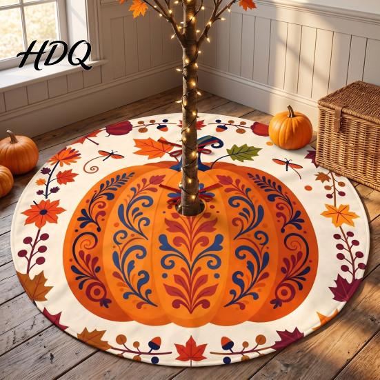 Holiday Tree Skirt Round Skirt 35.4" Christmas Vibrant Prints Mat with for Decorative Prop Photo
