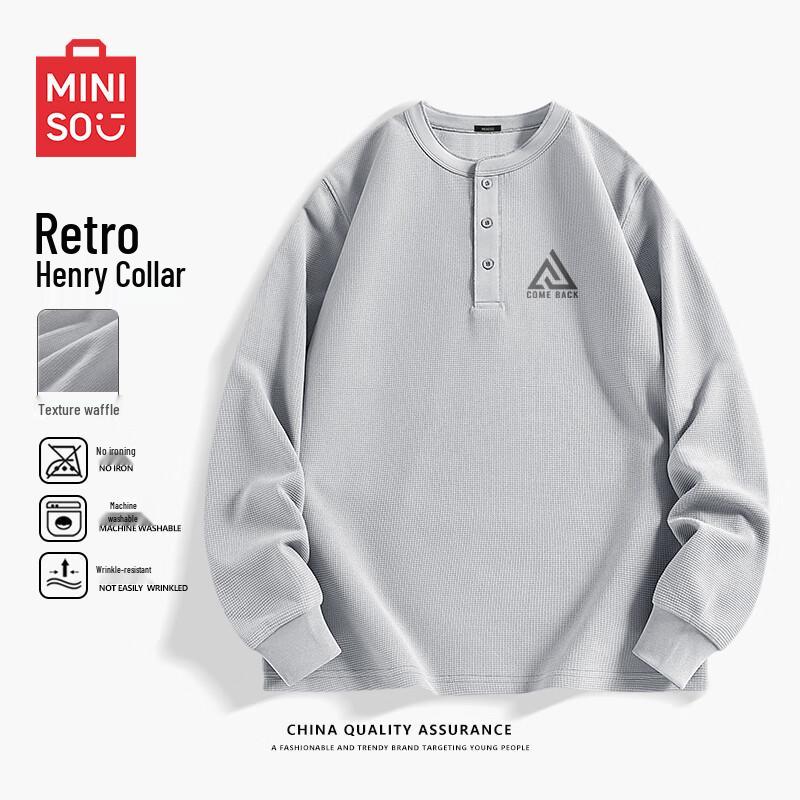 MINISO Men s Waffle Knit Long Sleeve T-Shirt 3XL