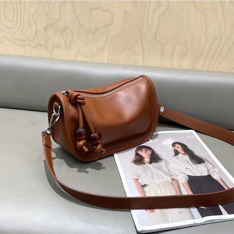 Genuine Leather Dumpling Bag Women's Casual All-Match Cowhide Bag Mini Shoulder Crossbody Bag Mobile Phone Bag