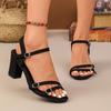 Women's Open Toe Strappy Block Heel Sandals Summer Casual Adjustable Buckle Ankle Strap Footwear for Outdoor and Indoor Use