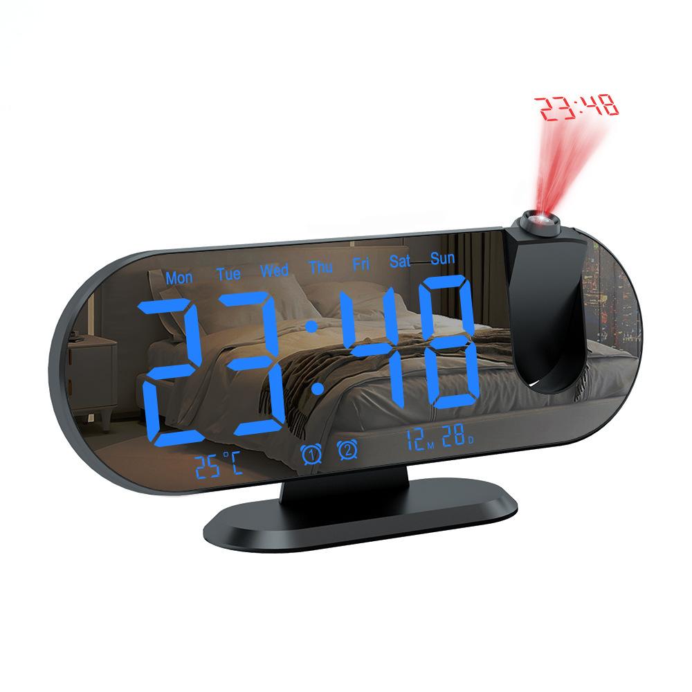 Multifunctional creative alarm clock LED large screen digital display projection electronic clock automatic photosensitive temperature and humidity
