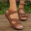 Large size wedge heel sandals women's summer new casual round head cross strap sandals women