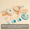Wooden Cooking Toy Set Toddler with Pots and Pans Preschool