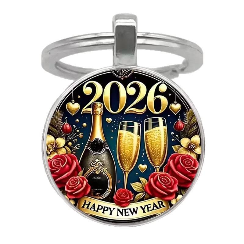Retro Gold & Champagne Keychain Pendant - New Year, Christmas, Valentine's Day Accessory