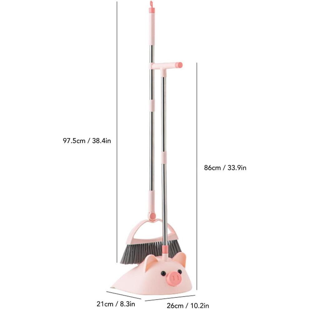 Broom and Dustpan Set with SelfCleaning Teeth for Pet Hair, Indoor Outdoor Sweeping