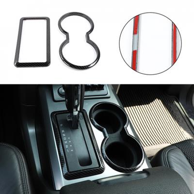 Carbon Fiber Central Gear Shift/Cup Holder Decor Ring Trim for Ford F150 2009-14