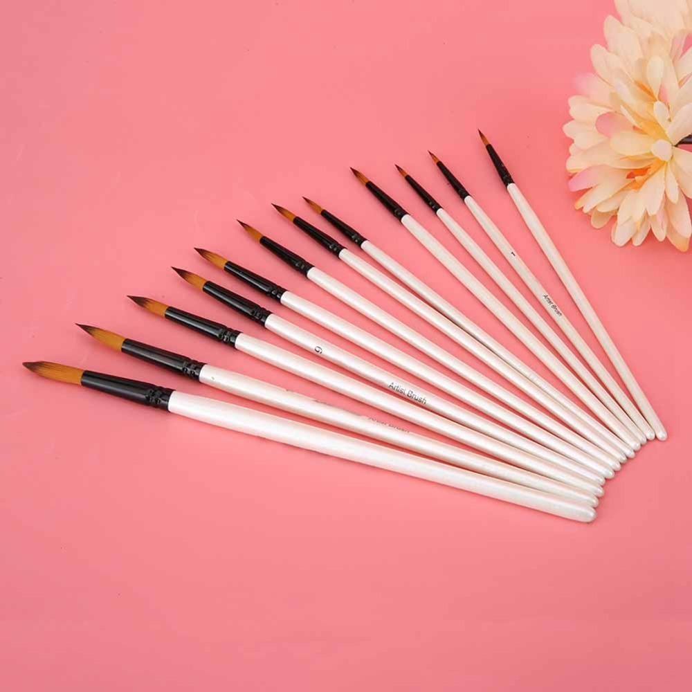 12PCS Pearl White Paintbrushes Painting Tool  Craft Decorative Drawing