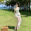 Fairy Long Dress Tailoring Irregular Layering Ruffle Edge Sexy Suspender Dress