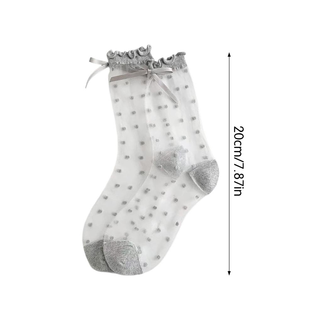 3pair women's Stockings French Sweet Lace Bow Polka Dot Transparent Glass Silk Socks for Women Elegant Comfortable Stockings