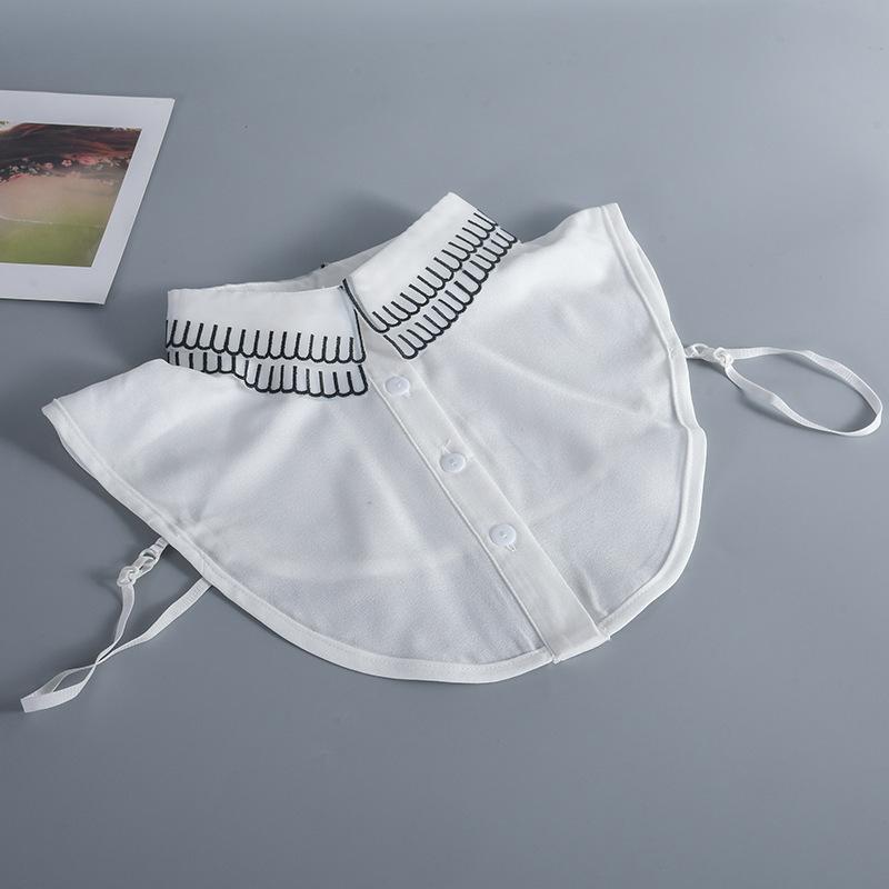 Women Embroidery Lace Detachable Lapel Fake Collar Shirt White Ruffles False Collar Woman Removable False Blouse Nep Kraagie