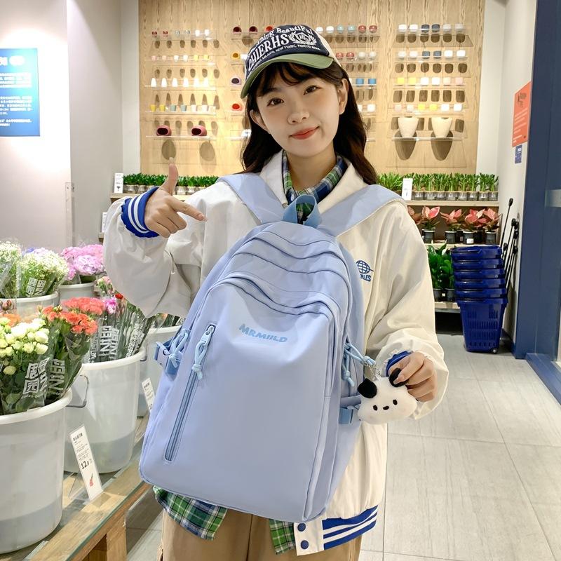 Student Schoolbag New Simple Backpack Large Capacity Junior High School Student Leisure Bag Going Out Light Backpack