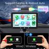Portable 7" Touch Screen Multimedia Player Compatible with Wireless CarPlay Android With DVR 64G TF Card