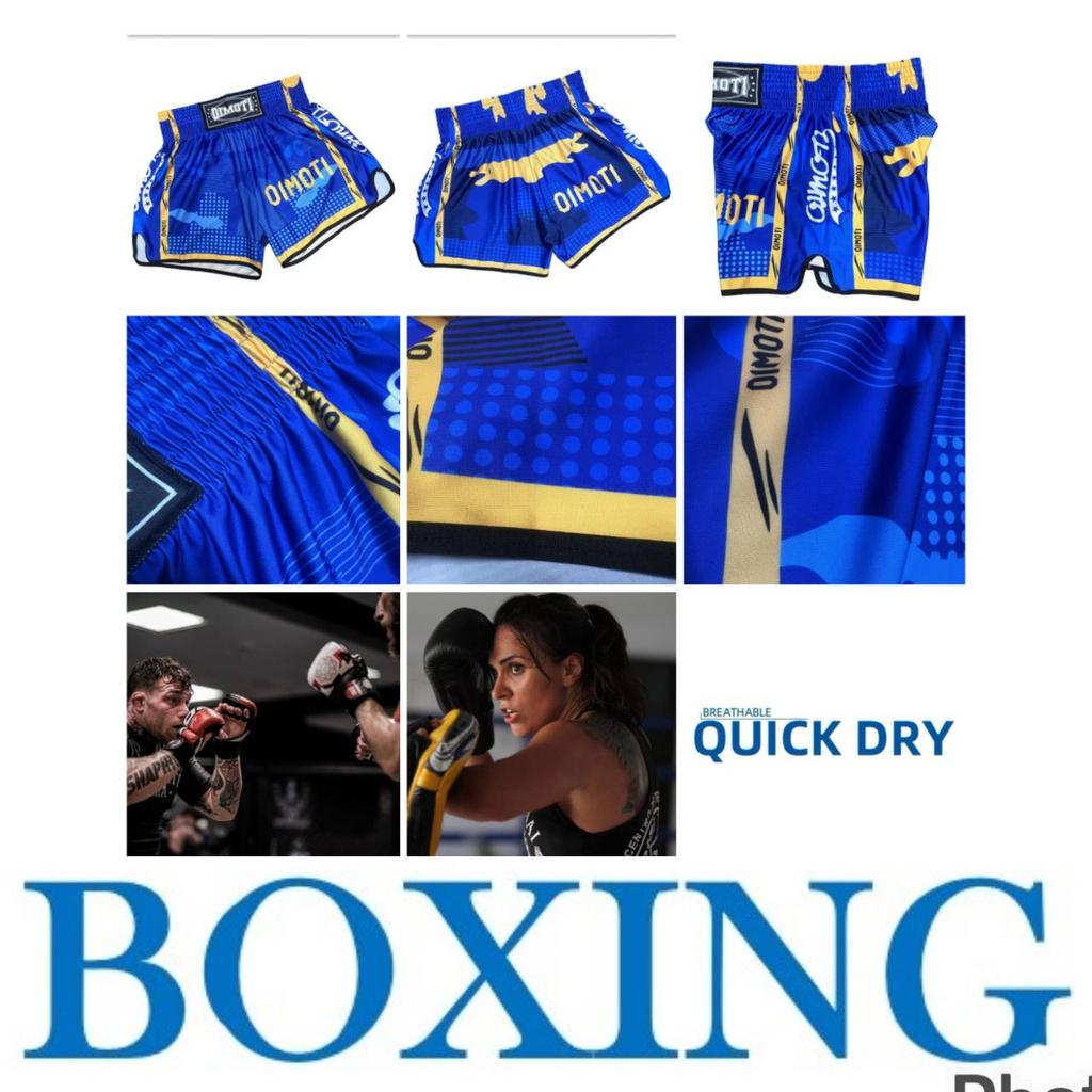 Blue Camouflage Muay Thai Kickboxing Boxing MMA UFC Casual Shorts Gym Sport Unisex Men Women Workout Quick Dry Print Elastic High Waist Training