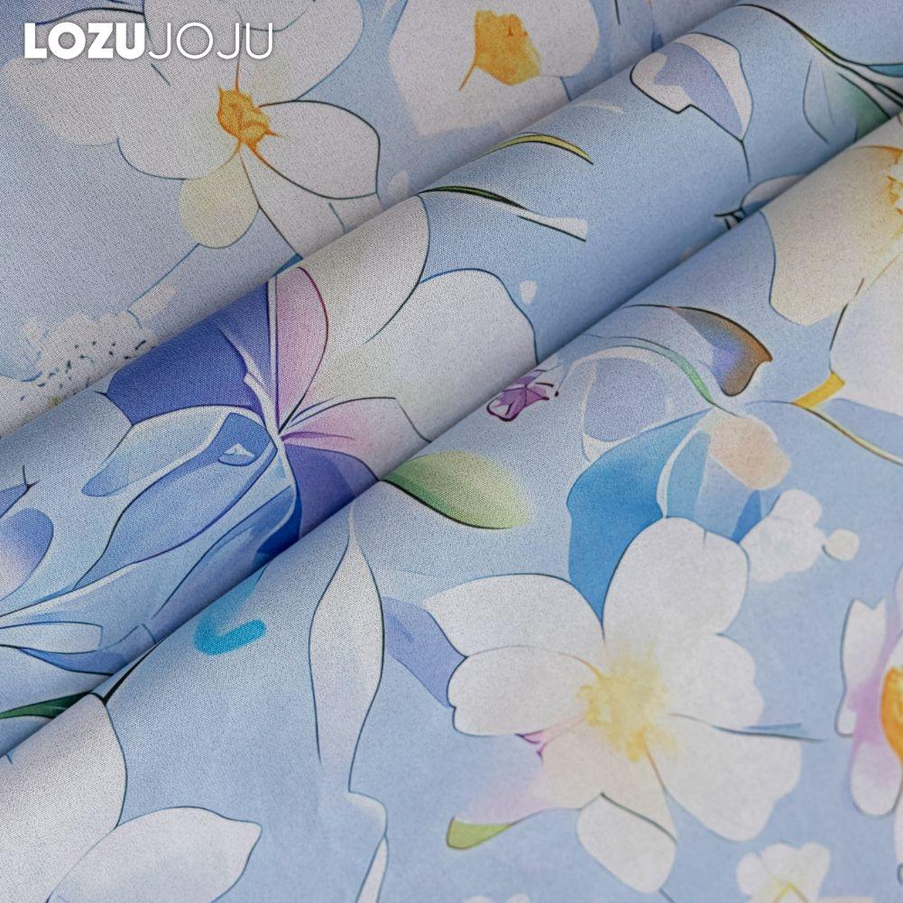 1 Stück LOZUJOJU Vorhänge im nordischen Landhausstil, blau bedruckt, mit blickdichten Vorhängen für Schlafzimmer, Wohnzimmer, Balkonfenster zur Heimdekoration