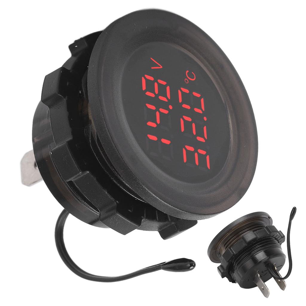Dual Display Temperature Voltmeter Clear Stable Display Waterproof Simple Installation Car Thermometer Detector