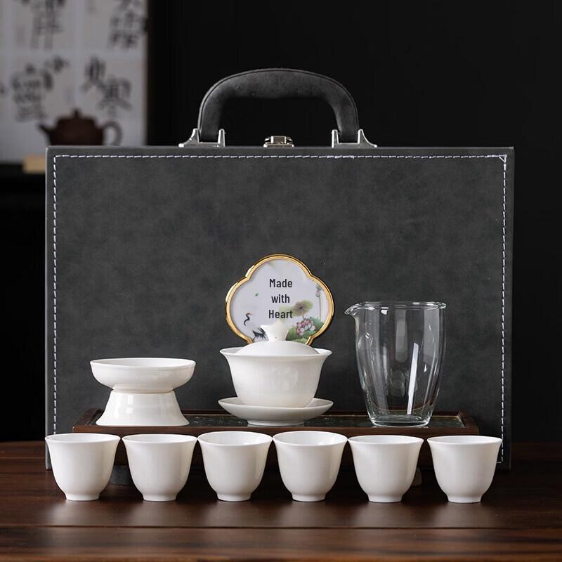 Dehua White Porcelain Kung Fu Tea Set (Jade Ceramic Finish)