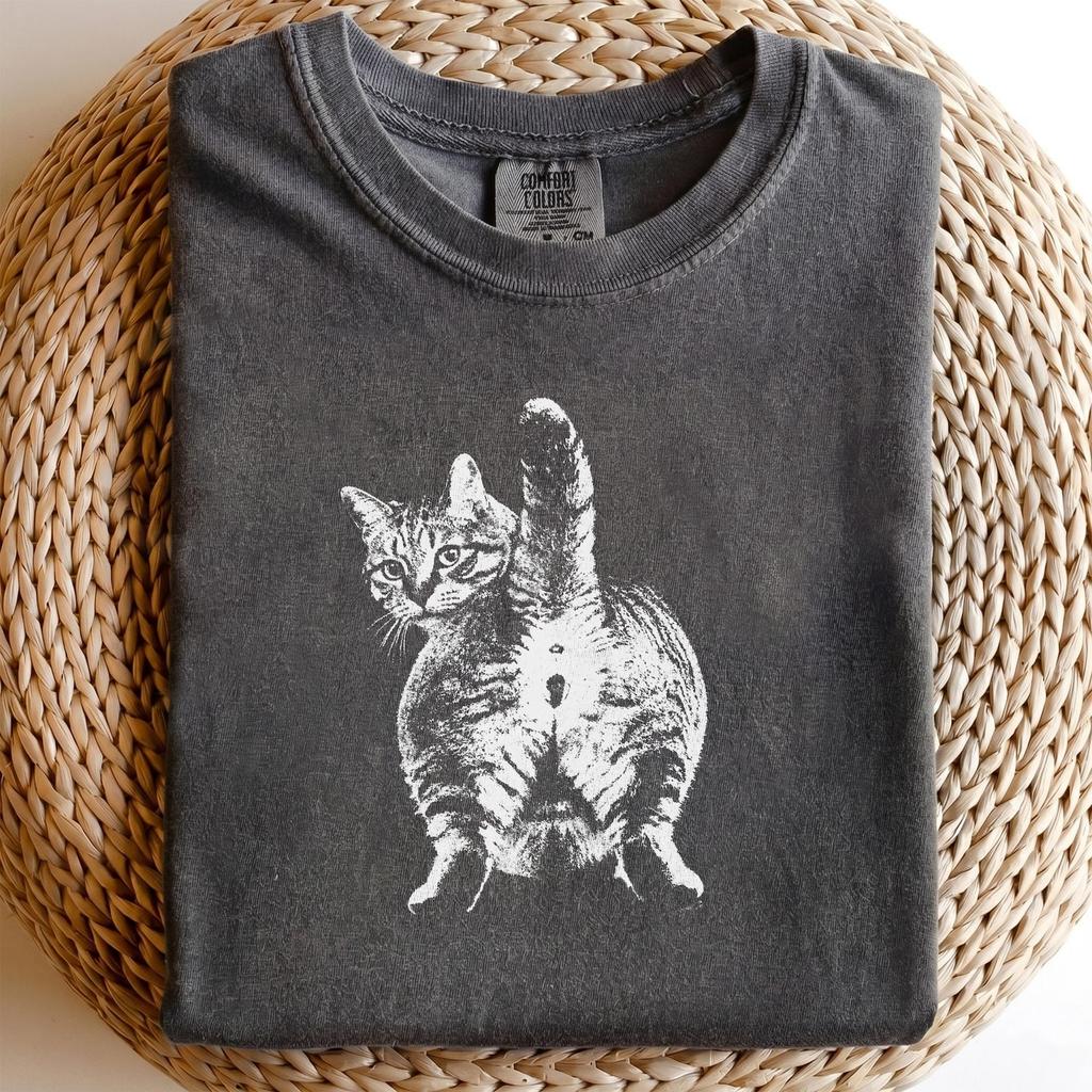 Funny Cat Butt Shirt and kids tshirt, Humorous Pet Lover Tee, Cat Mooning Graphic Print
