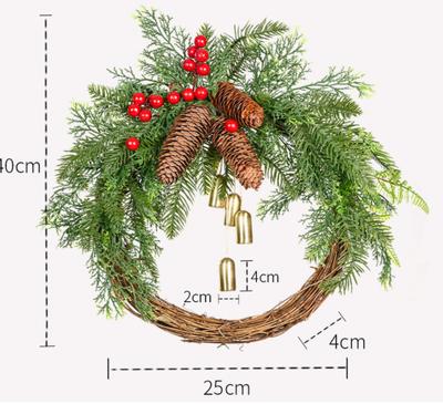 Pine Cone Bell Vine Wreath, Christmas Door Hanging with Country Style, Holiday Decor for Home Fireplace Wall Decor