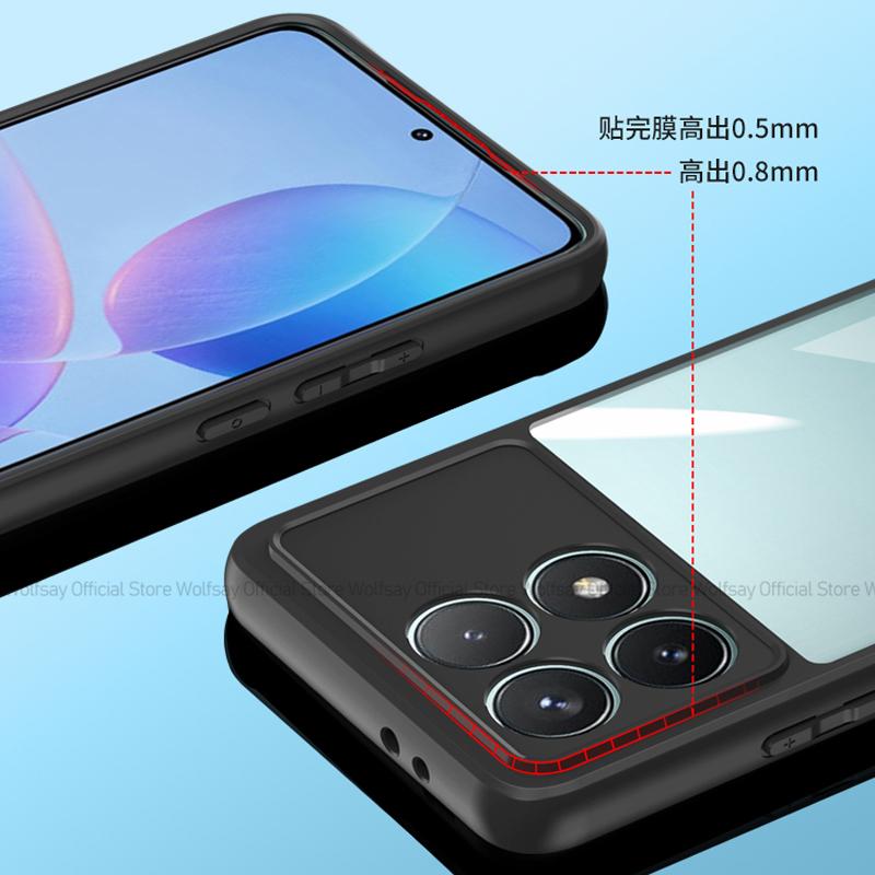 For Xiaomi Poco F6 Pro Case For Xiaomi Poco F6 Pro Cover Bumper Shockproof Luxury Clear PC Silicone Protective Phone Back Cover