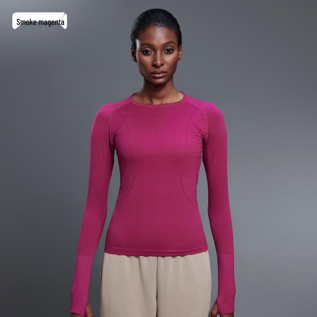 Women's Seamless Long Sleeve Yoga Top – Comfortable, Breathable, Tight-Fitting, Slimming Fitness Wear