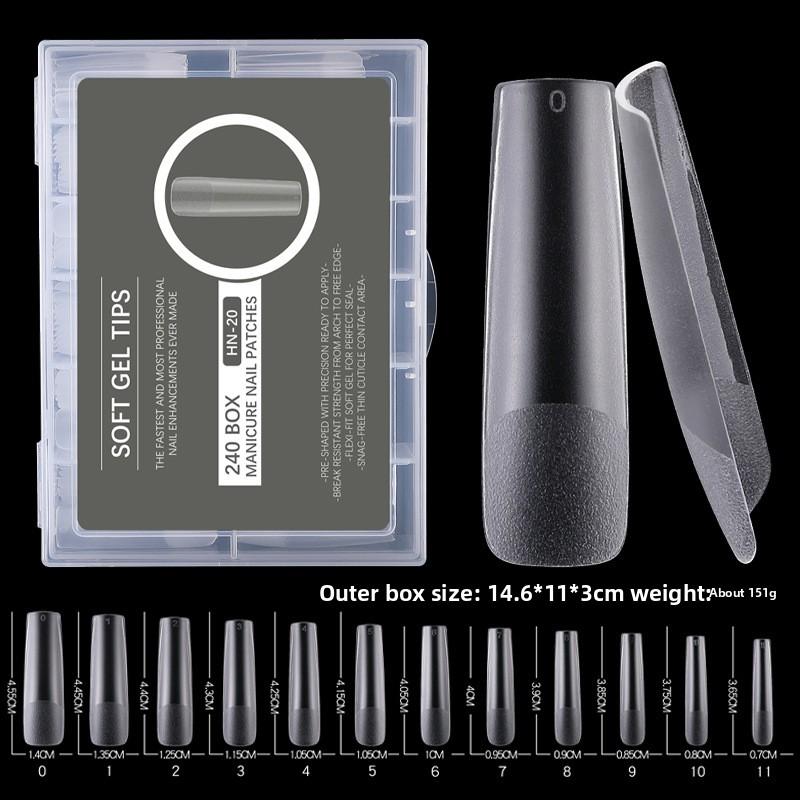240Pcs Fake nail tips square nail translucent matte non-marking water drop trapezoidal fake nail patch