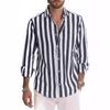 Europe and The United States New Foreign Trade Long Sleeve Lapel Striped Shirt Loose Shirt Men