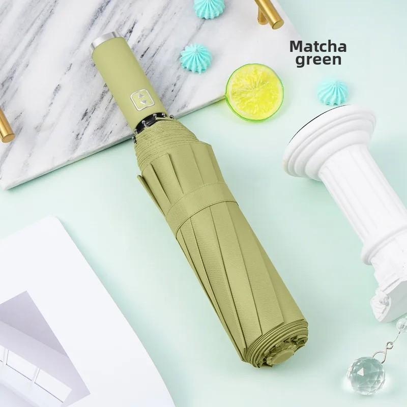 Automatic Folding Umbrella 10 Ribs Three Fold Business Umbrella Windproof Black Glue Outdoor Sunshade Advertising Umbrella