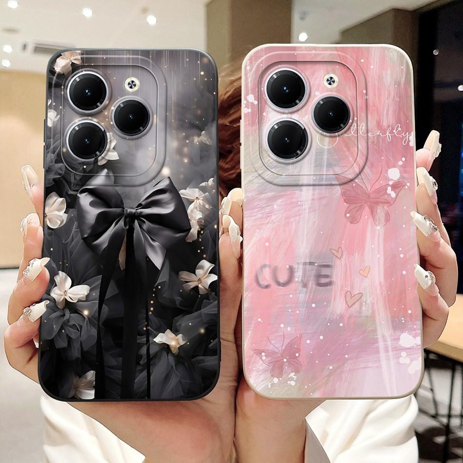 For Infinix Hot 40 40i 40Pro Beautiful Bow Rose Painting Phone Case For Infinix Hot40 40 Pro 40i Soft Silicone Shockproof Cases