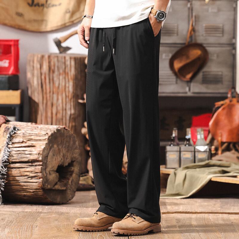Men s Relaxed Fit Ice Silk Casual Pants S