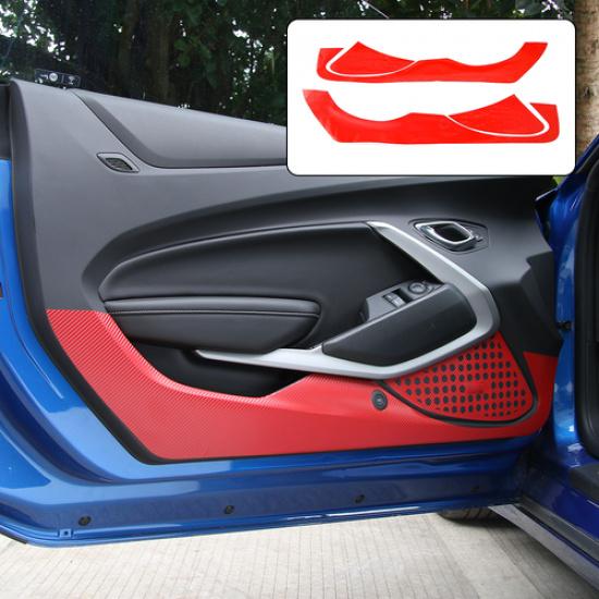Car Door Anti Kick Trim Decor Sticker For Chevrolet Camaro 2017+Red Carbon Fiber