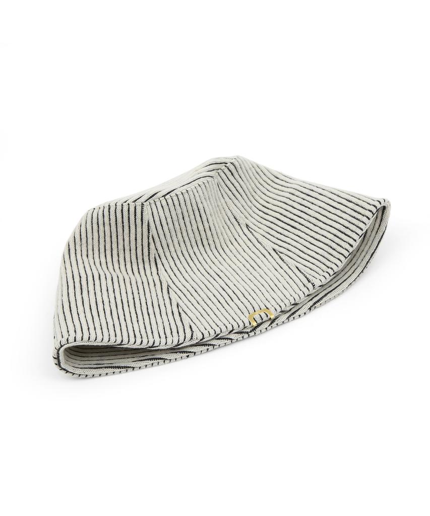 Eondeokeonteulolseutyudio Winter Knit Bucket Hat Stand Bucket / Stripe Knit / Milk