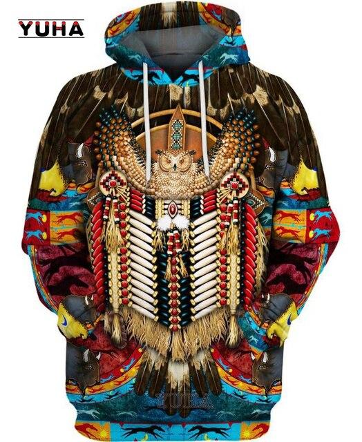 

Красива чоловіча толстовка з капюшоном у стилі Tribal Native Wolf, осінній унісекс, пуловер, повсякденний вуличний одяг великого розміру. XXXL бежевий
