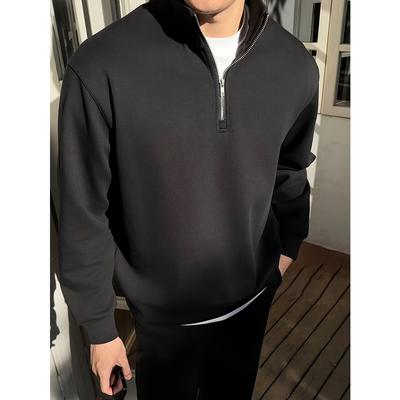Men's Spring Stand Up Collar Sweatshirt with a Half Zipper Stand Up Collar Design, Suitable for Outdoor Leisure In Spring and Autumn