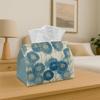 2D Flat, 1pc Retro Botanical Watercolor Napkin Holder Cover - Blue Floral Fabric Tissue Caddy, Soft Blue Tone, Suitable for Home, Kitchen, Car Decorat