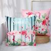 Flamingo Pillow Pillowcase 45 X45Cm Decorative Pink Pillowcase Leaves Cushion Cover Sofa Summer Holiday Home Decoration