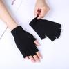 Autumn/Winter Warm Acrylic Knit Half-Finger Solid Color Office Gloves
