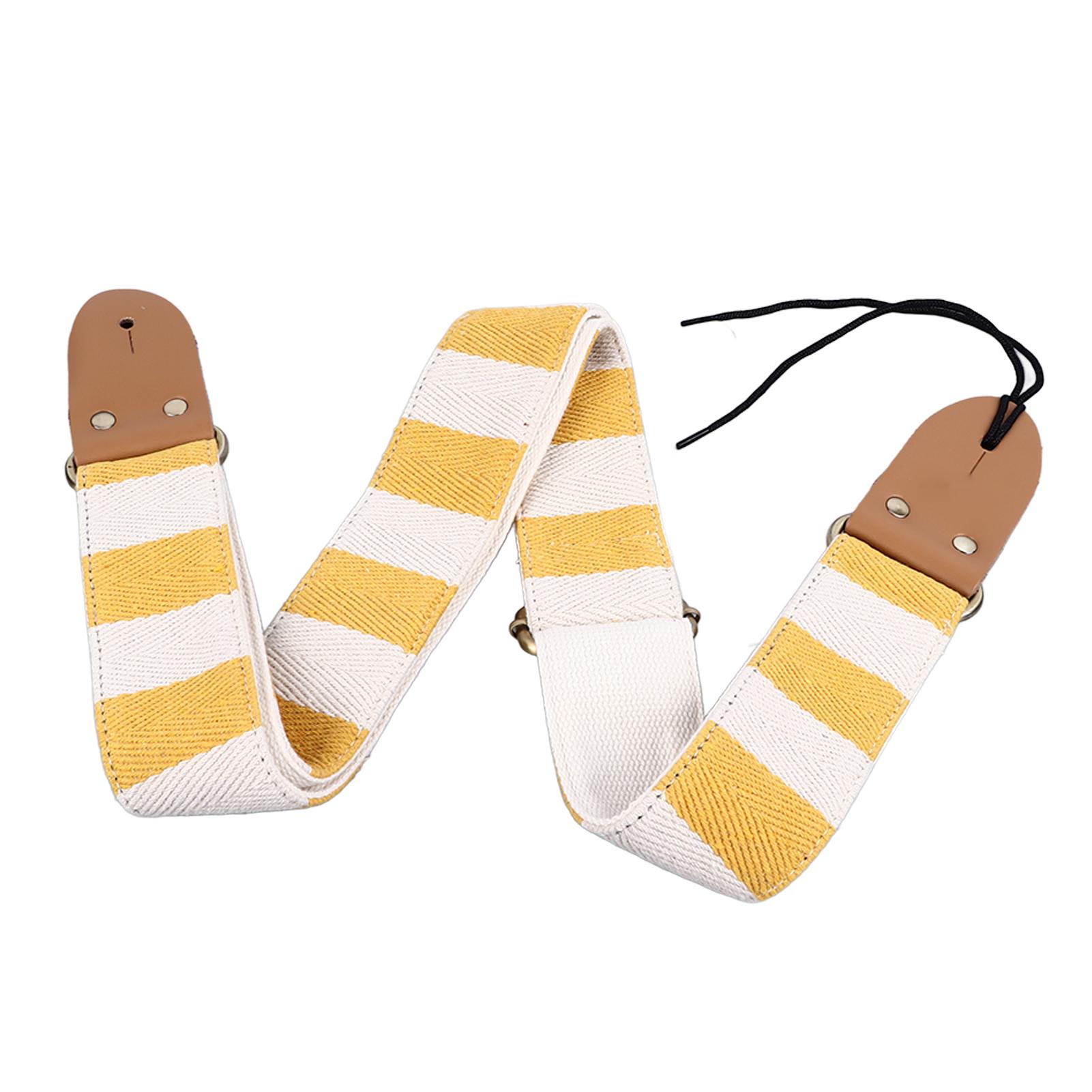 Guitar Strap Stylish Stripe Pattern Thickened Cotton Leather Guitar Bass Strap Belt